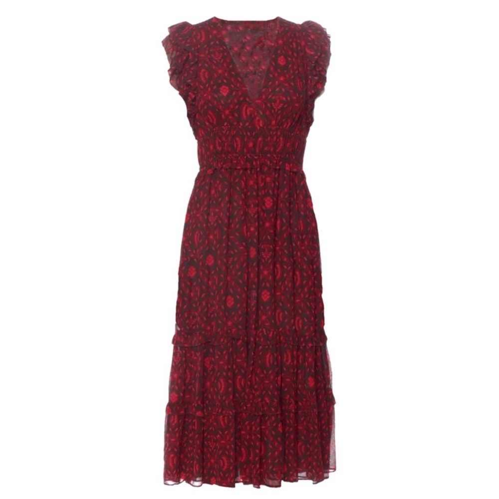Ulla Johnson Anika Silk Midi Dress fuchsia Size 6 - Picture 14 of 15